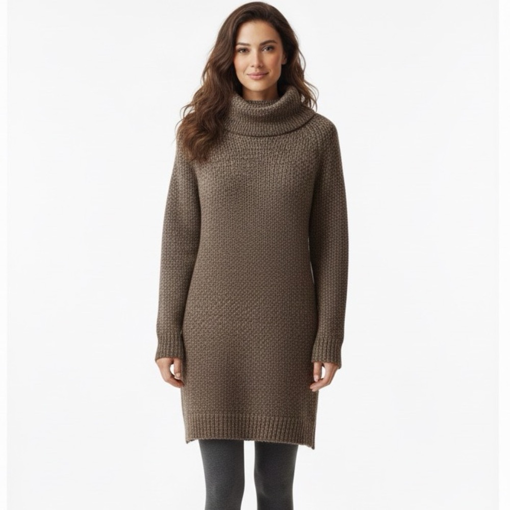 Wilfred Brown Cowl Neck Chunky Alpaca Wool Blend Sweater Dress Size S